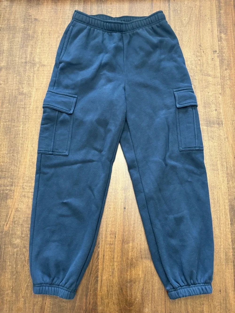 Tuff Athletics Cargo Joggers Size S NWOT Navy Fleece Utility Sweatpants - Picture 2 of 10